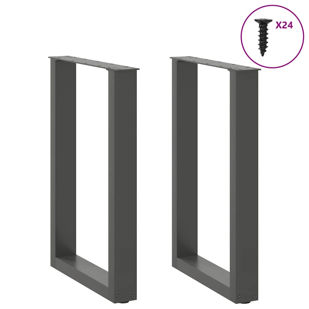 vidaXL Pieds de table à manger en U 2 pcs Anthracite 50x(72-73) cm Acier