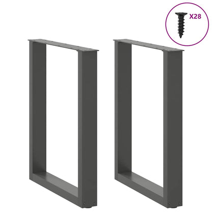 vidaXL Pieds de table à manger en U 2 pcs Anthracite 70x(72-73) cm Acier