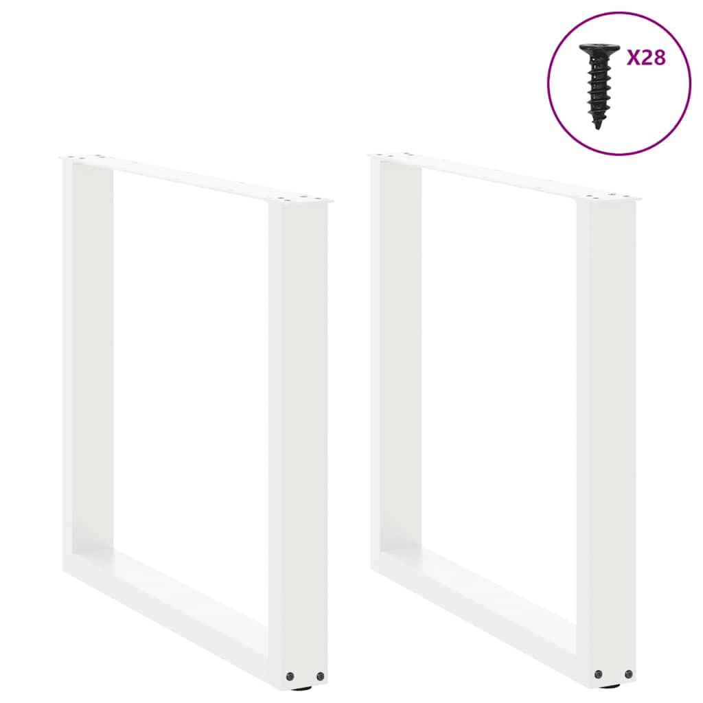 vidaXL Esstischbeine U-Form 2 Stk. Weiß 80x(72-73) cm Stahl