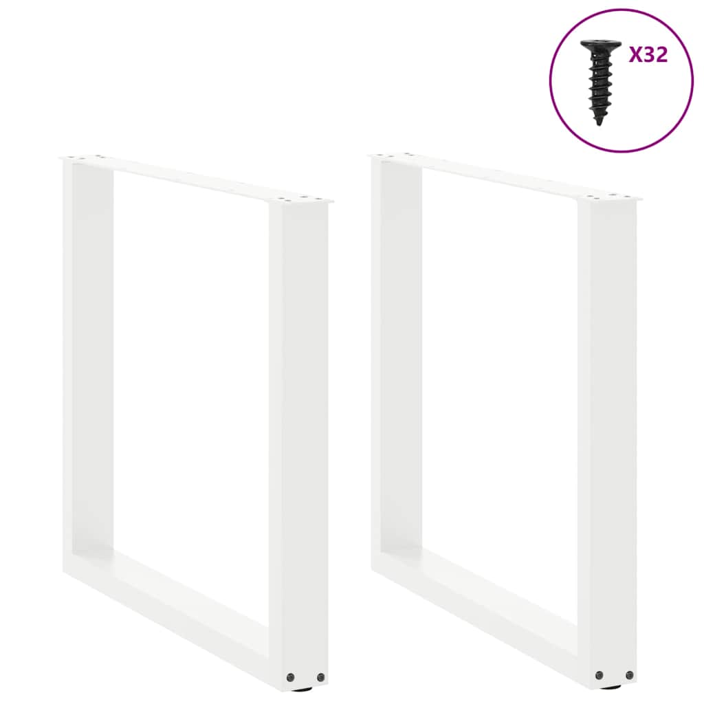 vidaXL Esstischbeine U-Form 2 Stk. Weiß 90x(72-73) cm Stahl