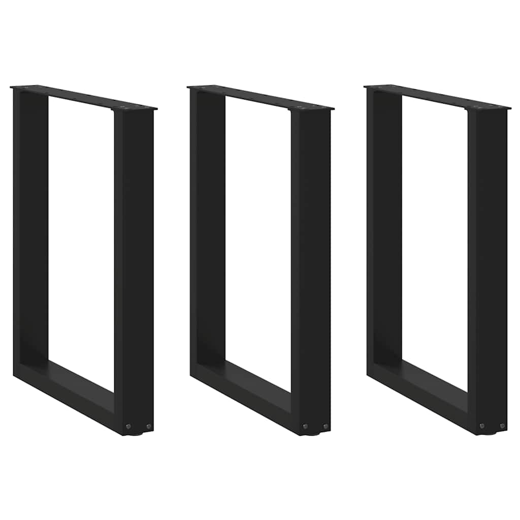 vidaXL Pieds de table à manger en U 3 pcs. Noir 70x(72-73) cm Acier