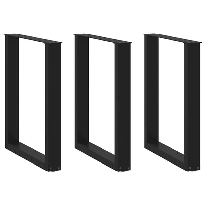 vidaXL Pieds de table à manger en U 3 pcs. Noir 70x(72-73) cm Acier