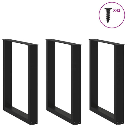 vidaXL Pieds de table à manger en U 3 pcs. Noir 70x(72-73) cm Acier