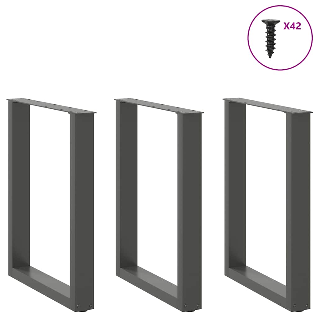 Esstischbeine U-Form 3 Stk. Anthrazit 70x(72-73) cm Stahl