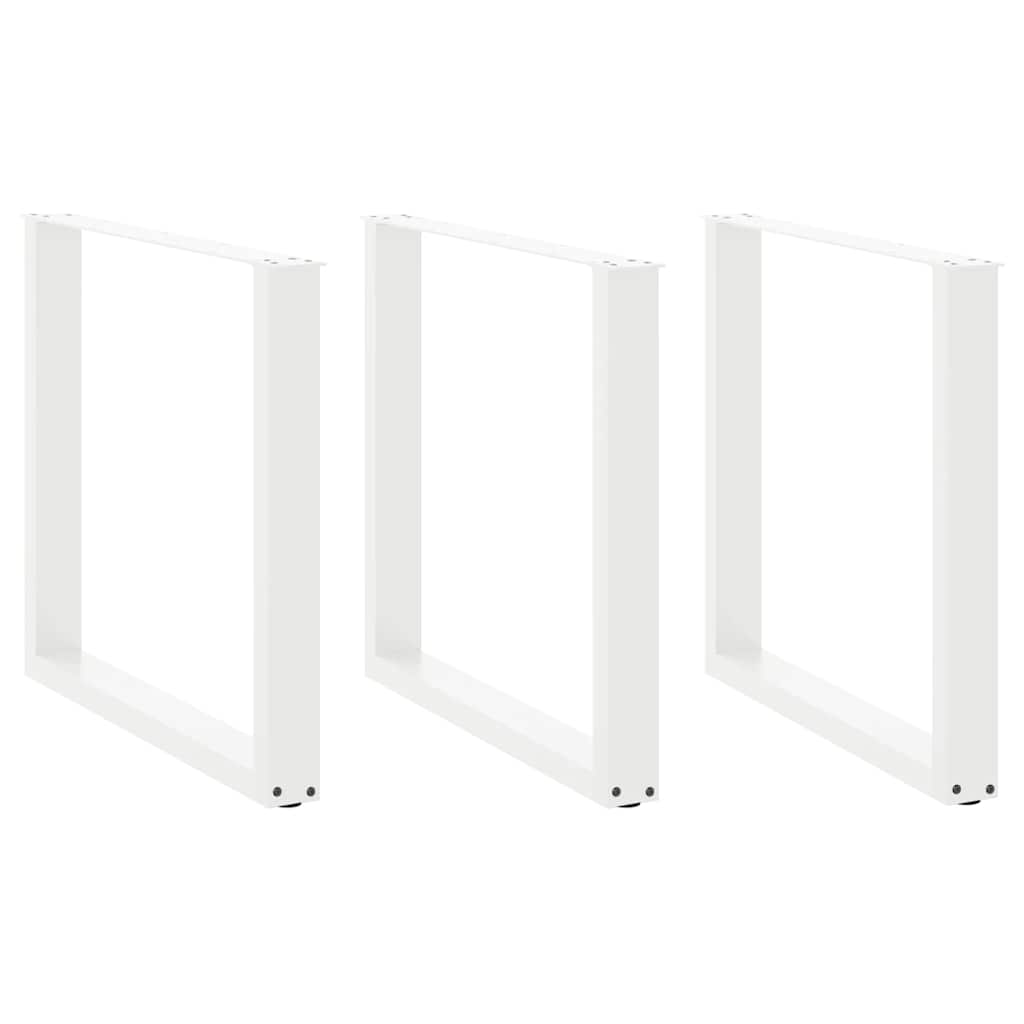 vidaXL Esstischbeine U-Form 3 Stk. Weiß 80x(72-73) cm Stahl
