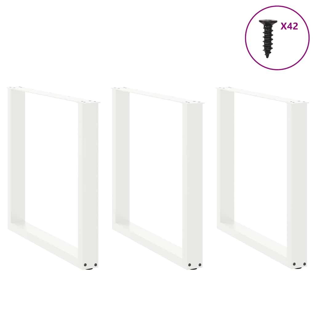 vidaXL Esstischbeine U-Form 3 Stk. Weiß 80x(72-73) cm Stahl