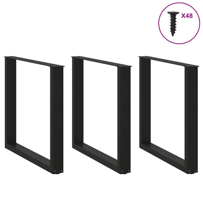 Esstischbeine U-Form 3 Stk. Schwarz 90x(72-73) cm Stahl