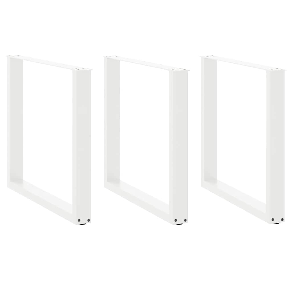vidaXL Pieds de table à manger en U 3 pcs Blanc 90x(72-73) cm Acier