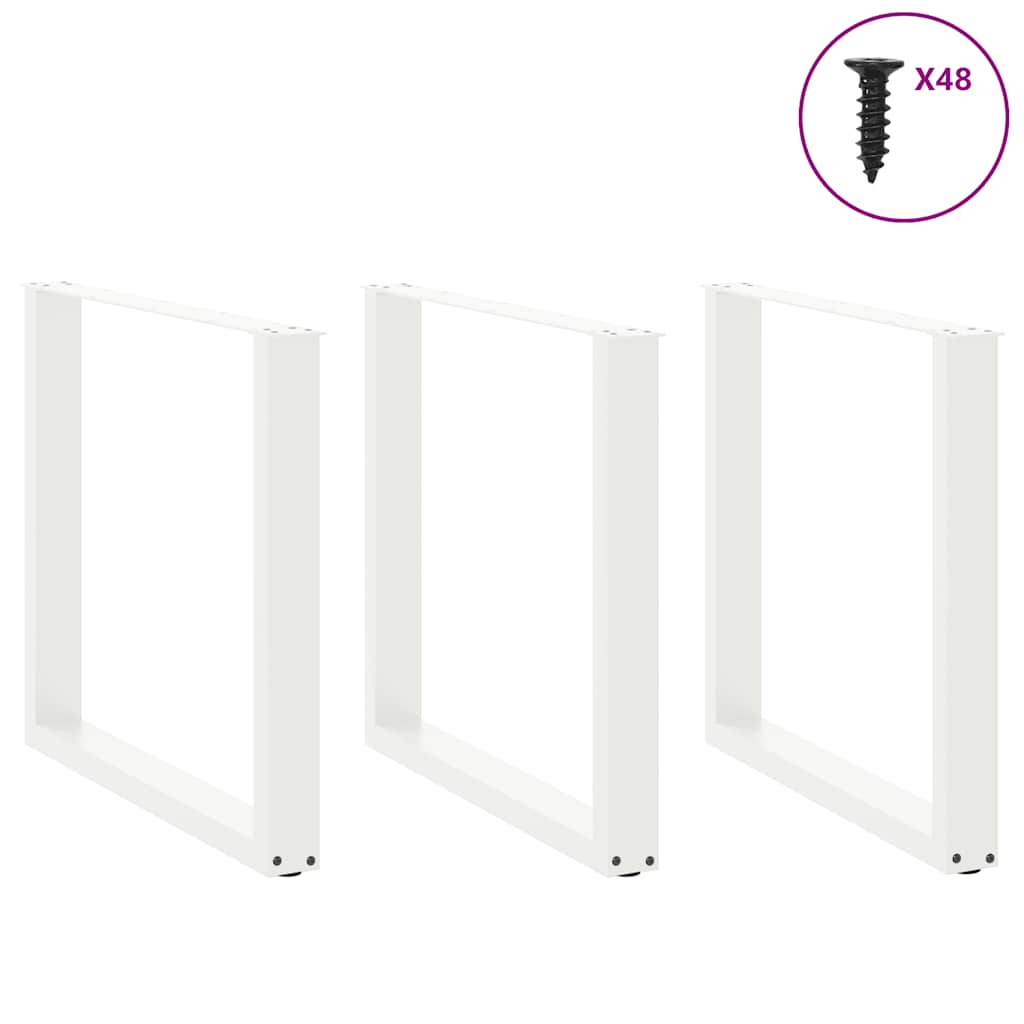 vidaXL Pieds de table à manger en U 3 pcs Blanc 90x(72-73) cm Acier