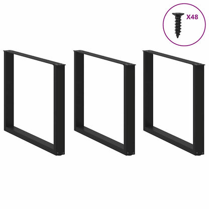 Esstischbeine U-Form 3 Stk. Schwarz 100x(72-73) cm Stahl