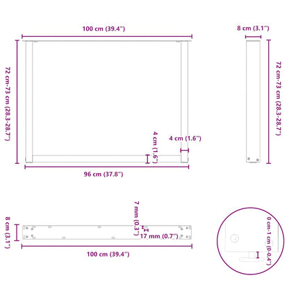 vidaXL Esstischbeine U-Form 3 Stk. Weiß 100x(72-73) cm Stahl
