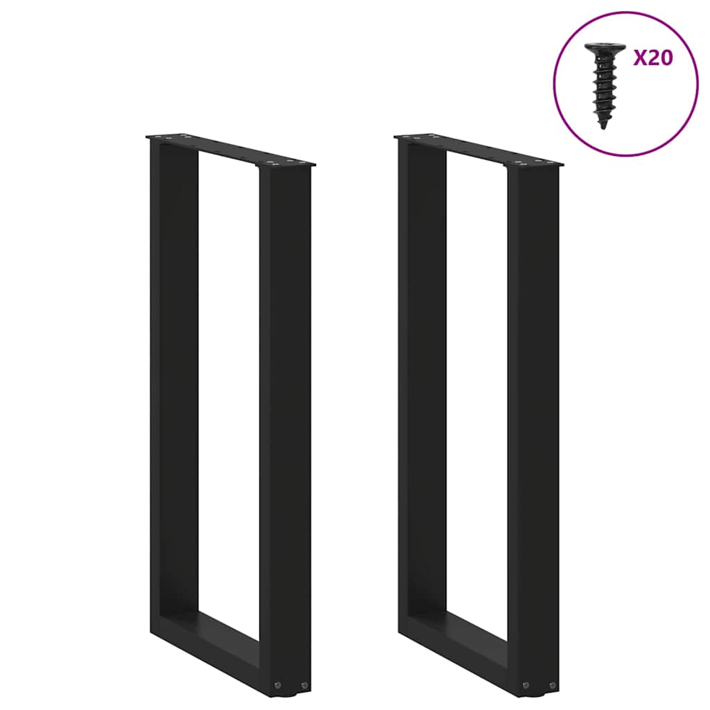 vidaXL Bartischbeine U-Form 2 Stk. Schwarz 40x(90-91) cm Stahl