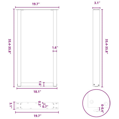 vidaXL Pieds de table de bar en U 2 pcs Anthracite 50x(90-91) cm Acier