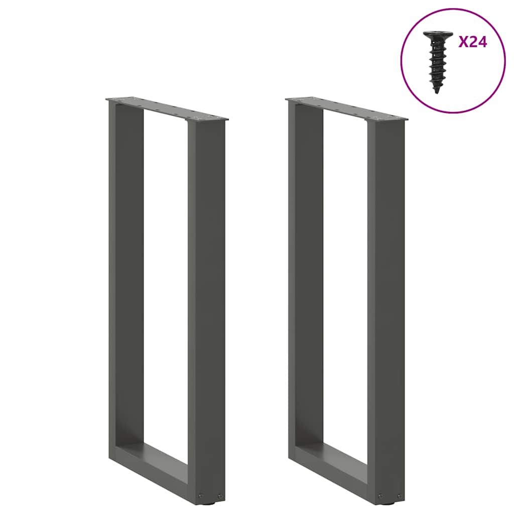 vidaXL Pieds de table de bar en U 2 pcs Anthracite 50x(90-91) cm Acier