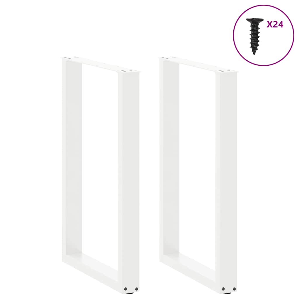 vidaXL Bartischbeine U-Form 2 Stk. Weiß 60x(90-91) cm Stahl