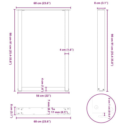 vidaXL Bartischbeine U-Form 2 Stk. Anthrazit 60x(90-91) cm Stahl