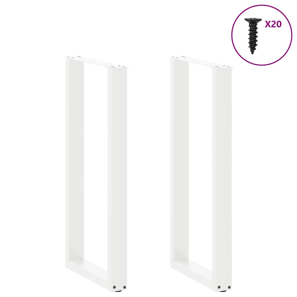 vidaXL Pieds de table de bar en U 2 pcs Blanc 40x(100-101) cm Acier