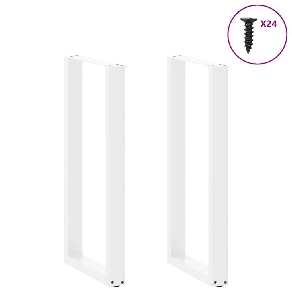 vidaXL Bartischbeine U-Form 2 Stk. Weiß 50x(100-101) cm Stahl