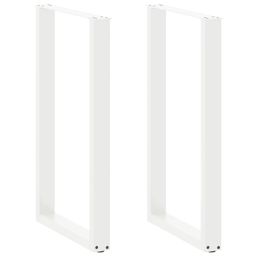 vidaXL Bartischbeine U-Form 2 Stk. Weiß 60x(100-101) cm Stahl