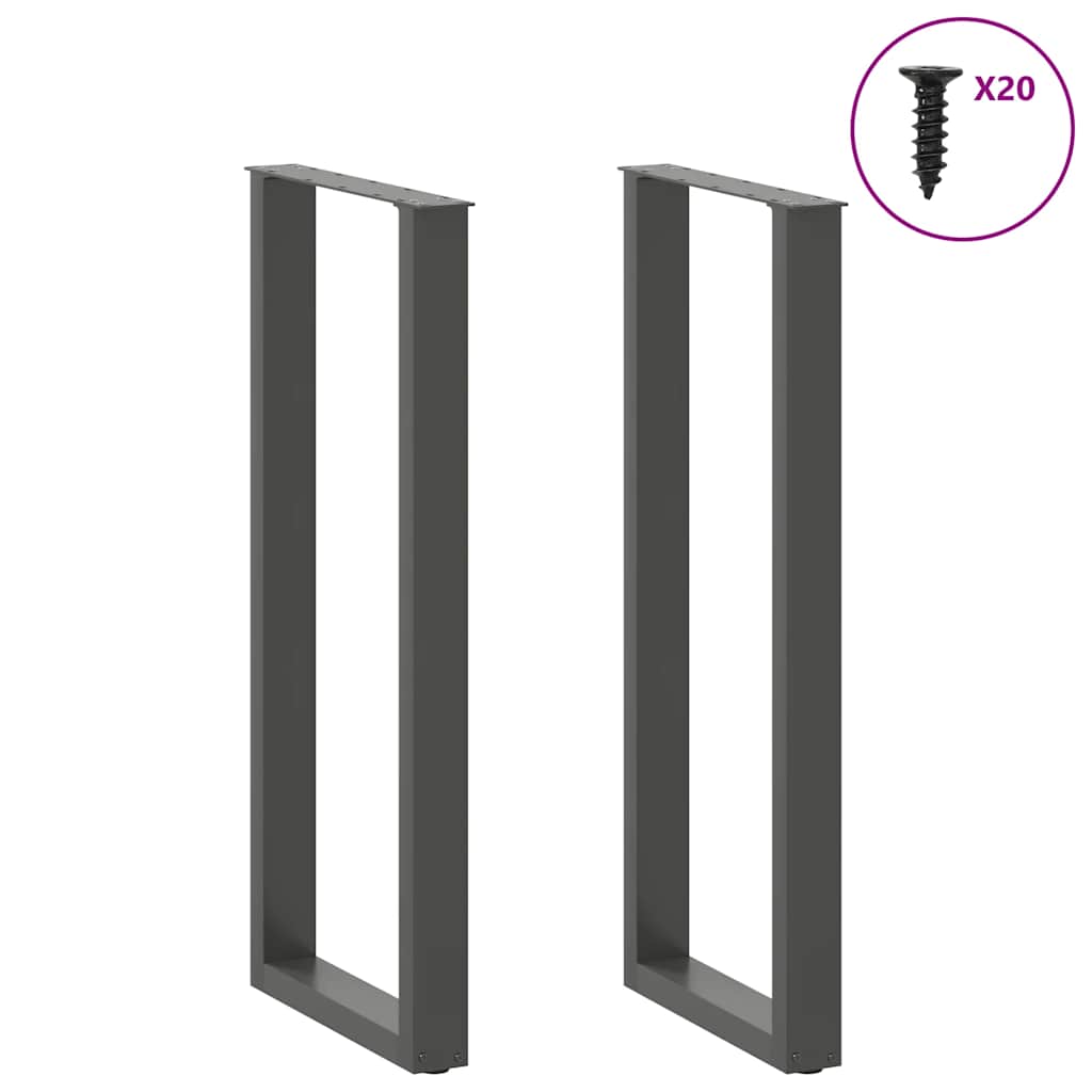 vidaXL Bartischbeine U-Form 2 Stk. Anthrazit 40x(110-111) cm Stahl