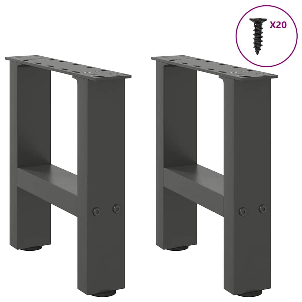 vidaXL Pieds de table basse anthracite 2 pcs 40x(30-31) cm acier