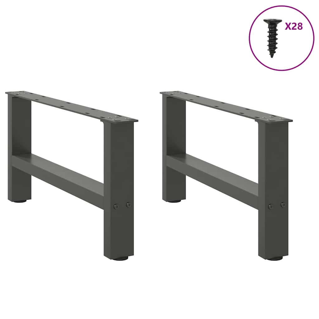 vidaXL Pieds de table basse anthracite 2 pcs 70x(30-31) cm acier