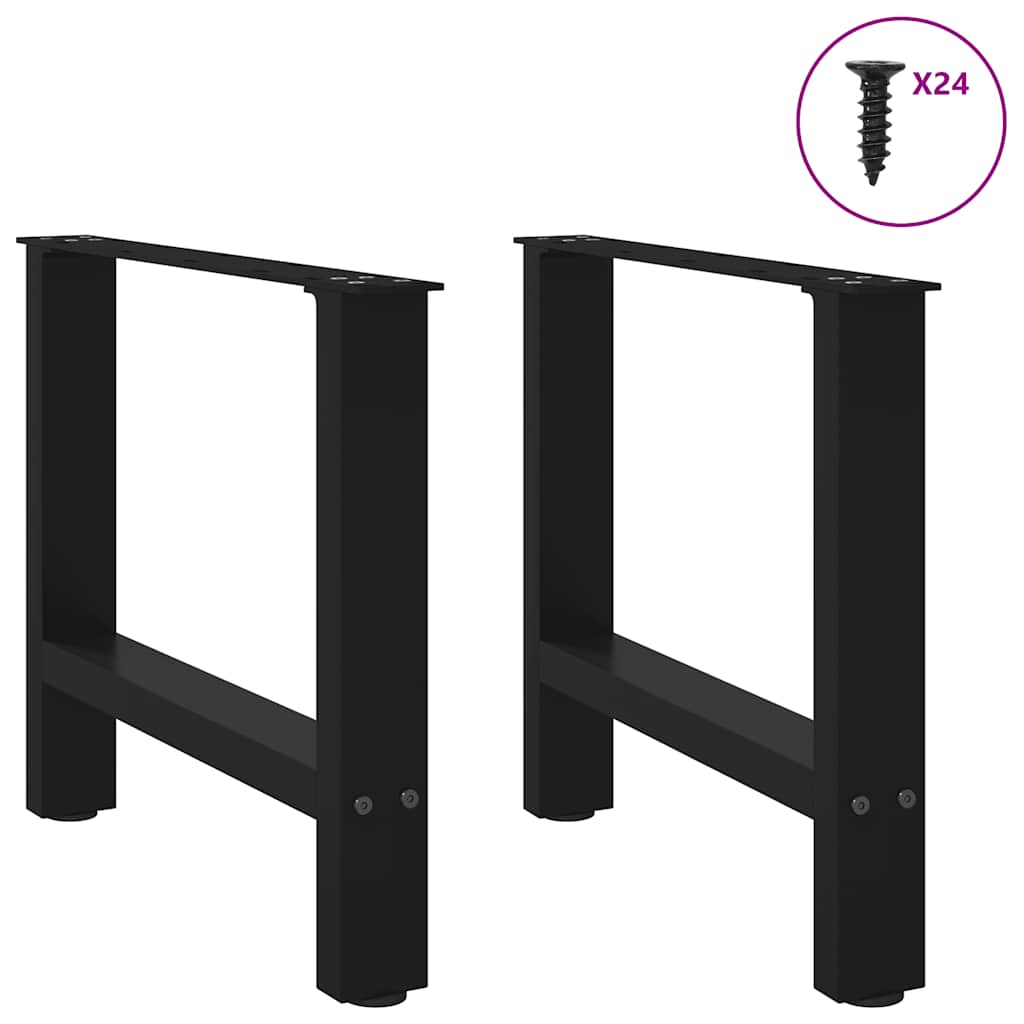 vidaXL Couchtischbeine Schwarz 2 Stk. 60x(42-43) cm Stahl