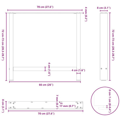 vidaXL Esstischbeine Schwarz 2 Stk. 70x(72-73) cm Stahl