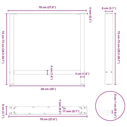 vidaXL Esstischbeine Anthrazit 2 Stk. 70x(72-73) cm Stahl