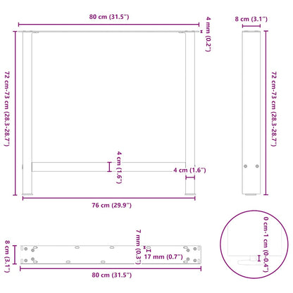 vidaXL Esstischbeine Anthrazit 2 Stk. 80x(72-73) cm Stahl