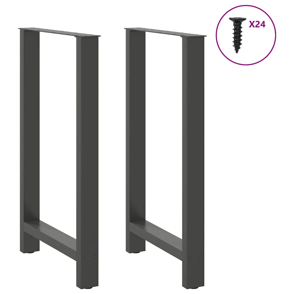 vidaXL Pieds de table de bar Anthracite 2 pcs 60x(100-101) cm Acier