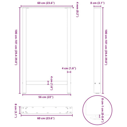 vidaXL Pieds de table de bar Anthracite 2 pcs 60x(100-101) cm Acier