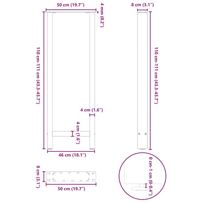 vidaXL Bartischbeine Anthrazit 2 Stk. 50x(110-111) cm Stahl