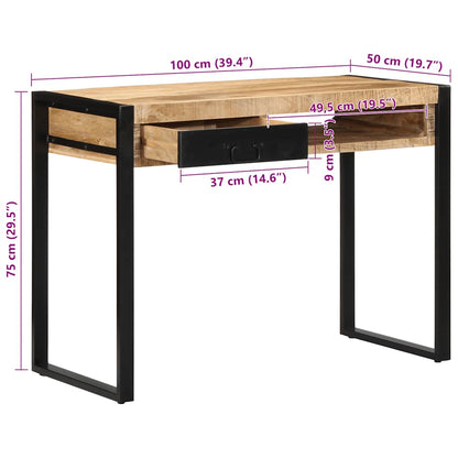 vidaXL Schreibtisch 100x50x75 cm Raues Massivholz Mango