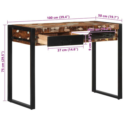 vidaXL Schreibtisch Mehrfarbig 100x50x75 cm Massivholz Altholz
