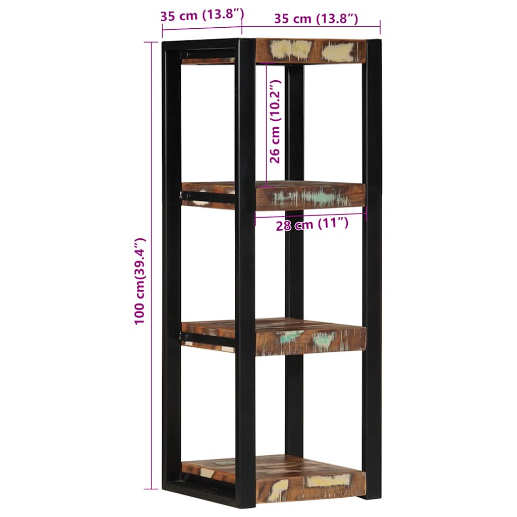 vidaXL Wandregal Mehrfarbig 35x35x100 cm Altholz Massivholz