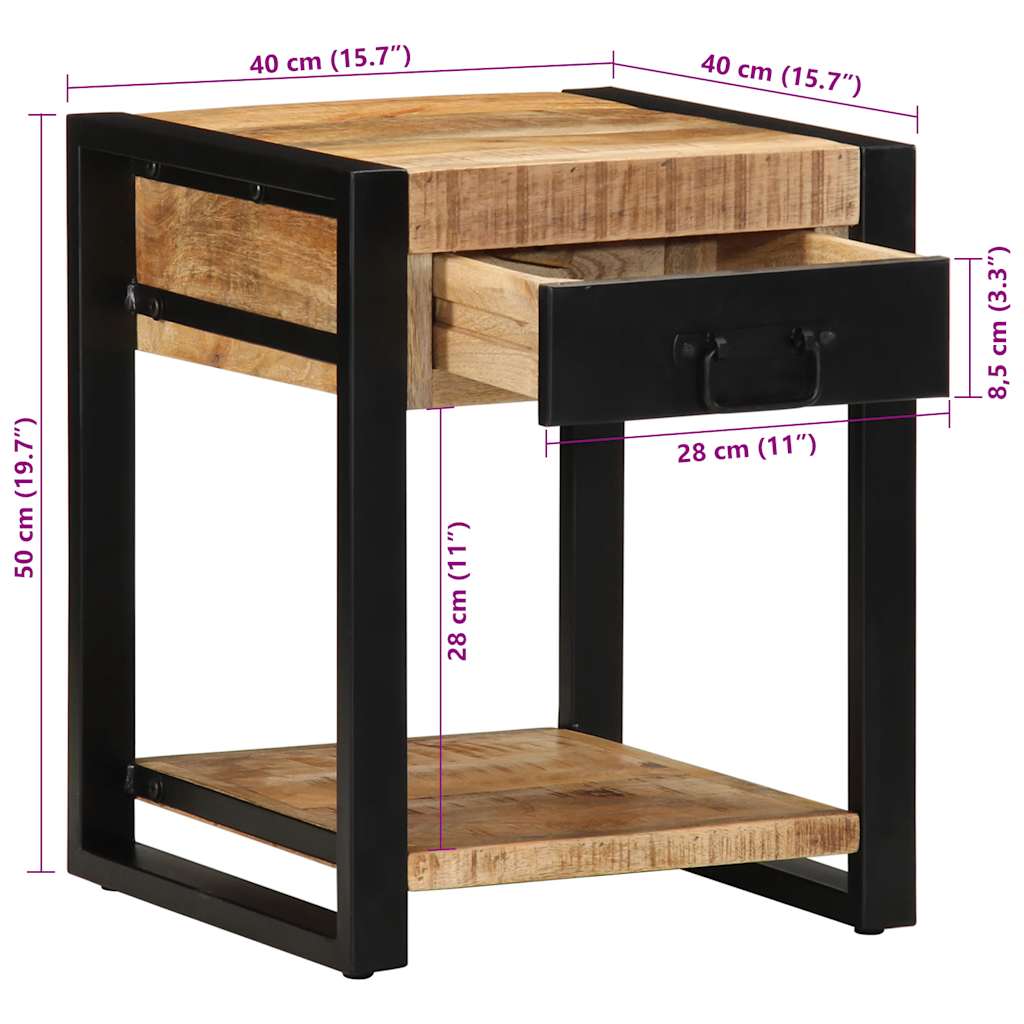 vidaXL Beistelltisch 40x40x50 cm Raues Massivholz Mango