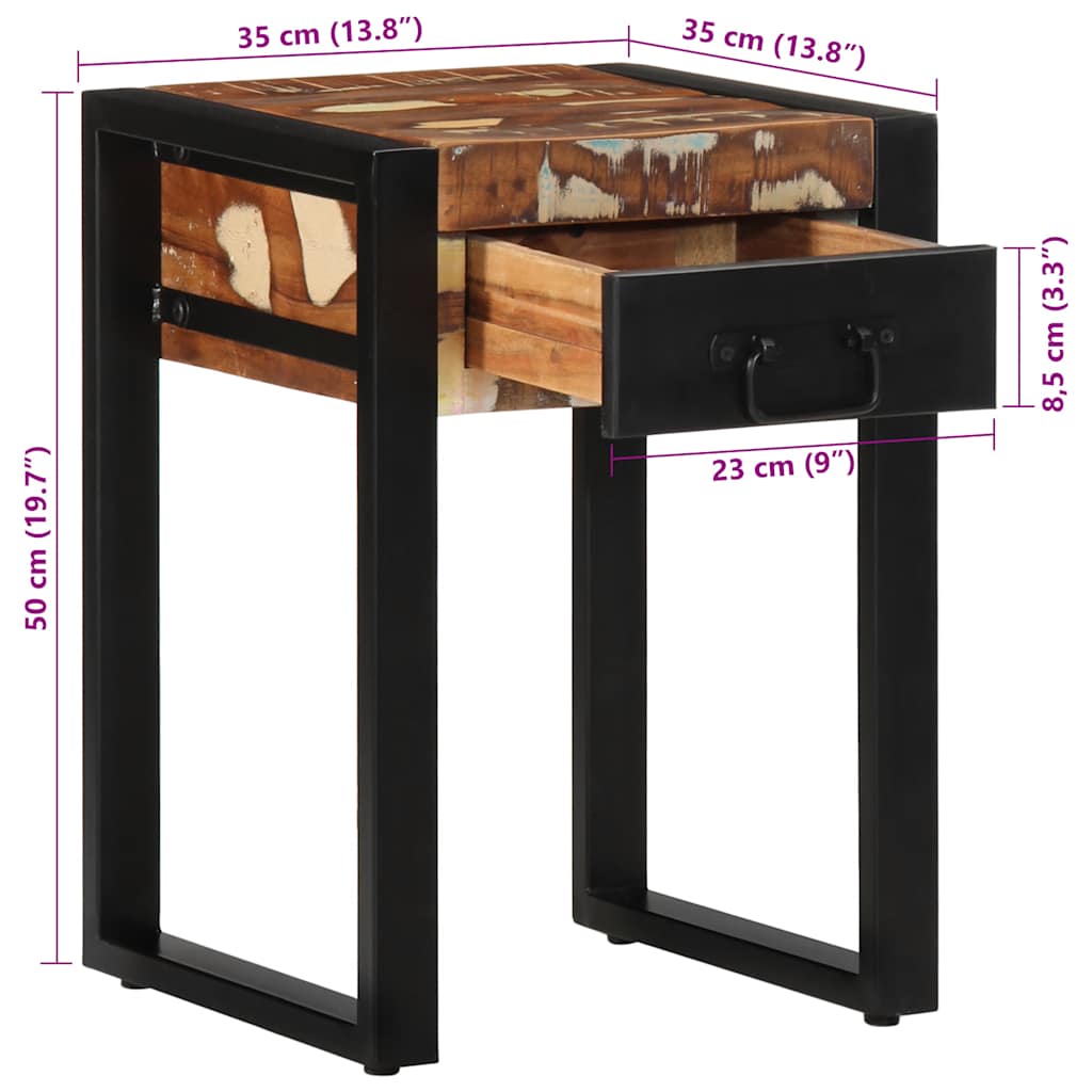 vidaXL Beistelltisch Mehrfarbig 35x35x50 cm Altholz Massiv