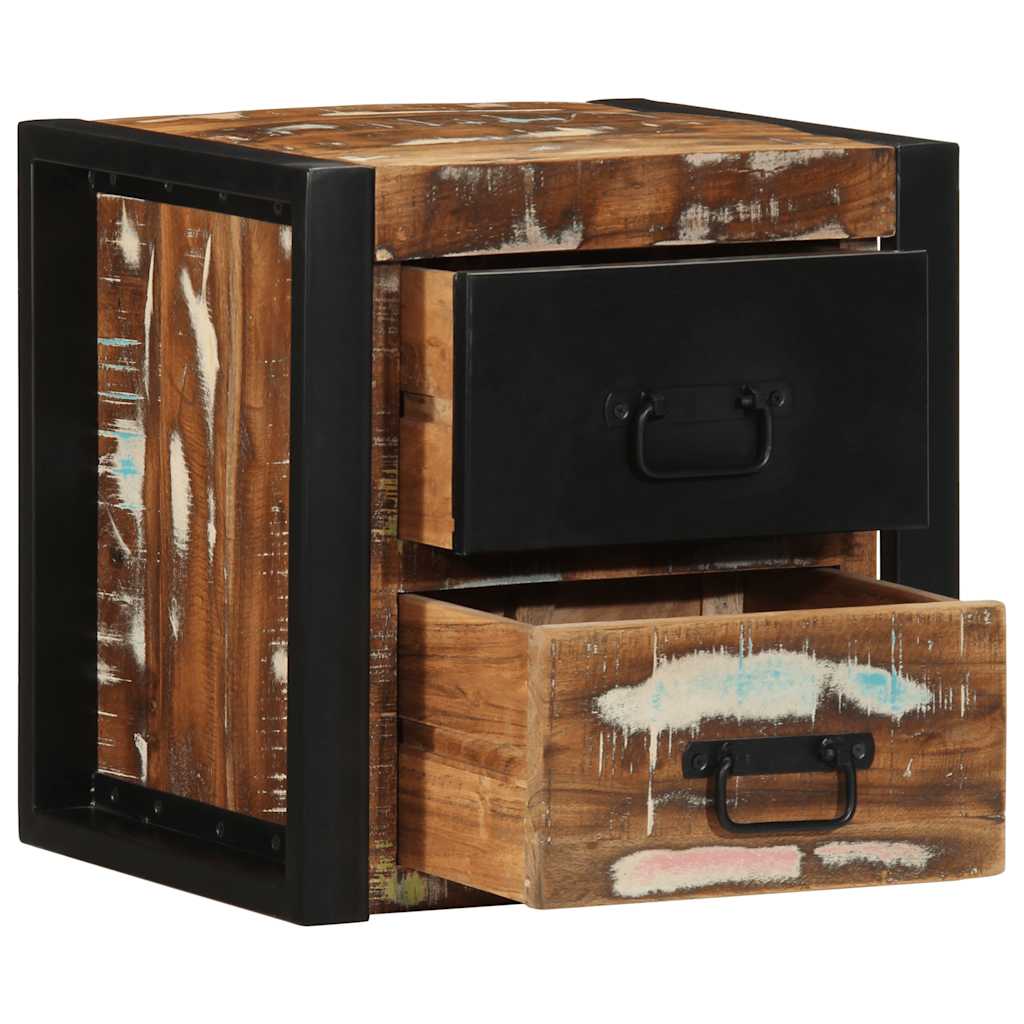 vidaXL Nachttische 2 Stk. Mehrfarbig 40x35x40 cm Altholz Massivholz