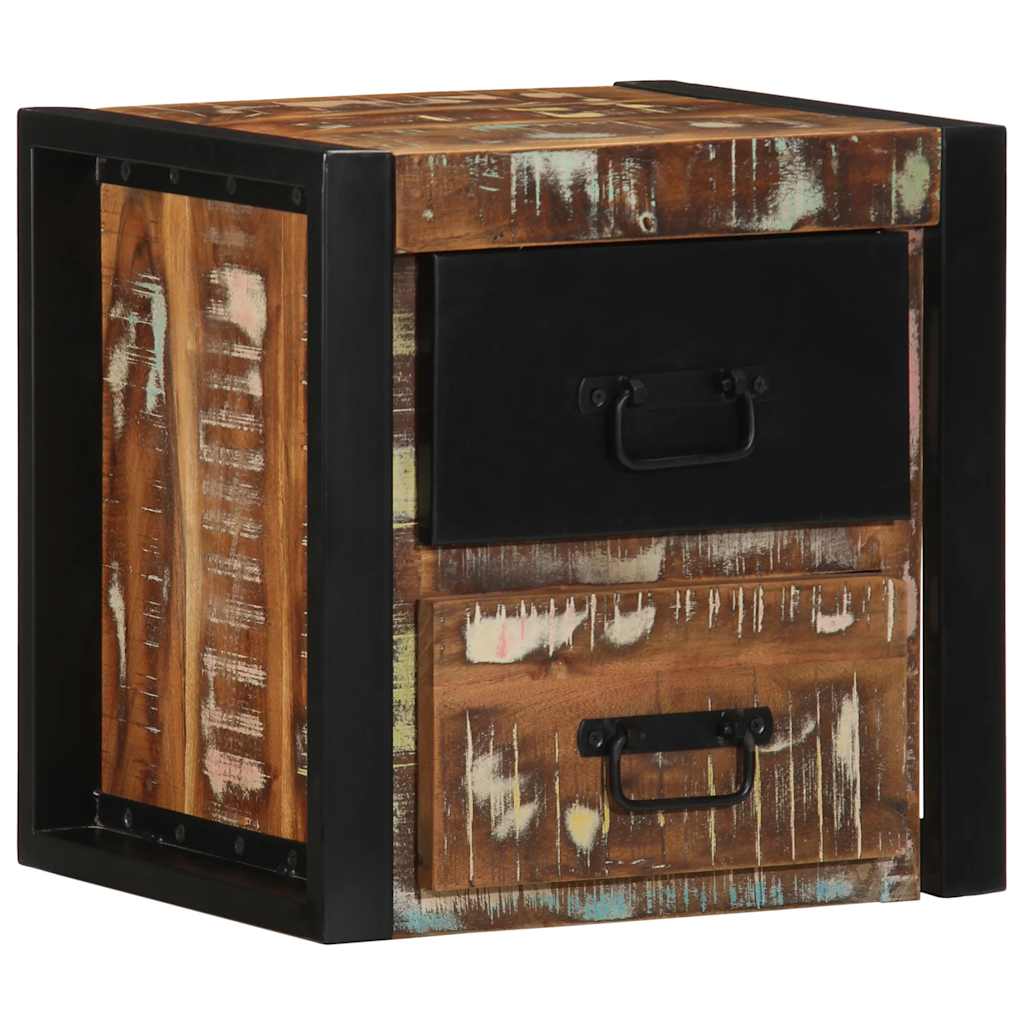 vidaXL Nachttische 2 Stk. Mehrfarbig 40x35x40 cm Altholz Massivholz