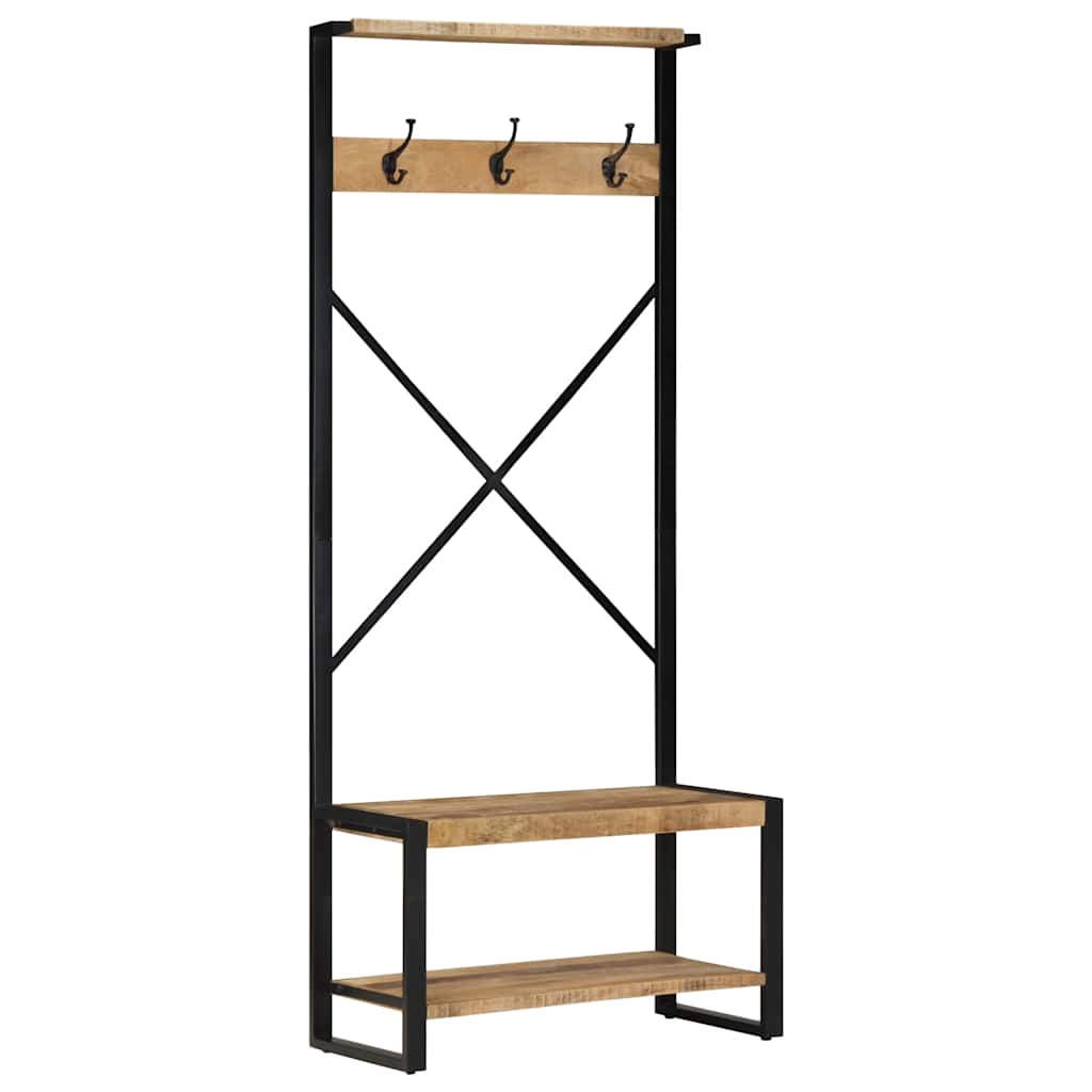 vidaXL Kleiderständer 80x40x190 cm Raues Massivholz Mango