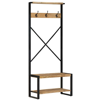 vidaXL Kleiderständer 80x40x190 cm Raues Massivholz Mango
