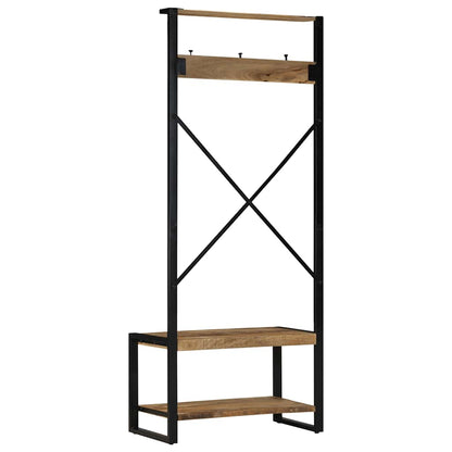 vidaXL Kleiderständer 80x40x190 cm Raues Massivholz Mango