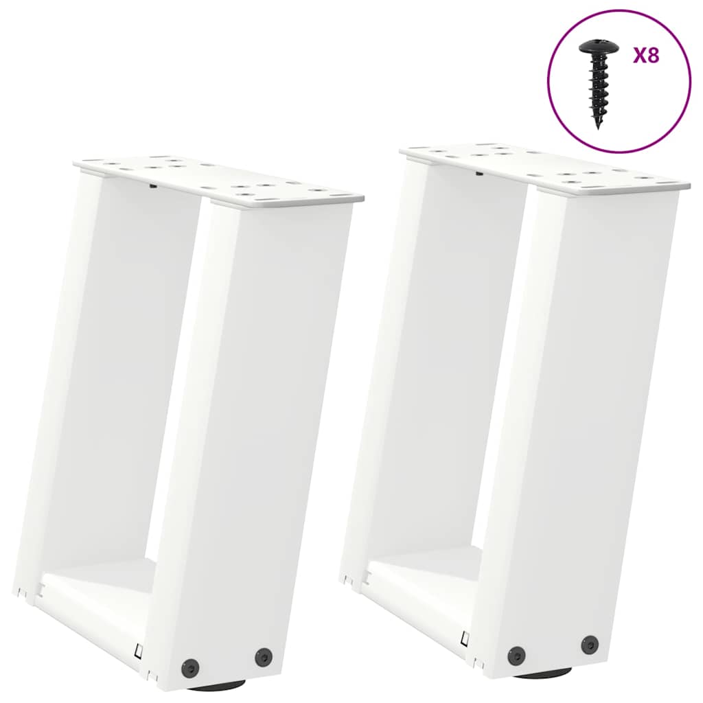 vidaXL Couchtischbeine U-Form 2 Stk. Weiß 30x(30-31) cm Stahl
