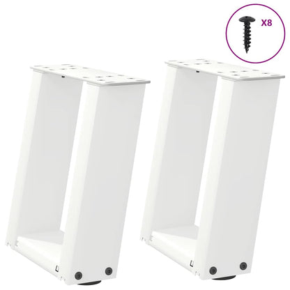 vidaXL Couchtischbeine U-Form 2 Stk. Weiß 30x(30-31) cm Stahl