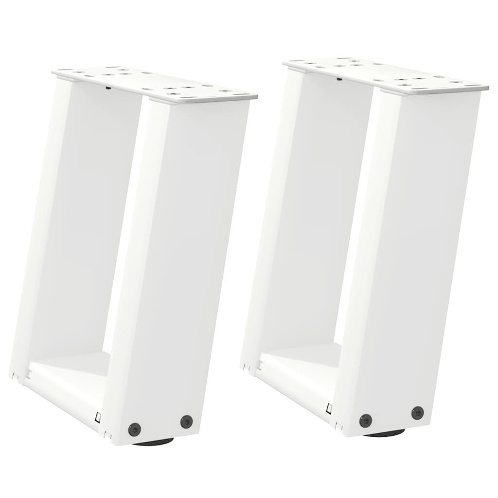 vidaXL Couchtischbeine U-Form 2 Stk. Weiß 30x(30-31) cm Stahl