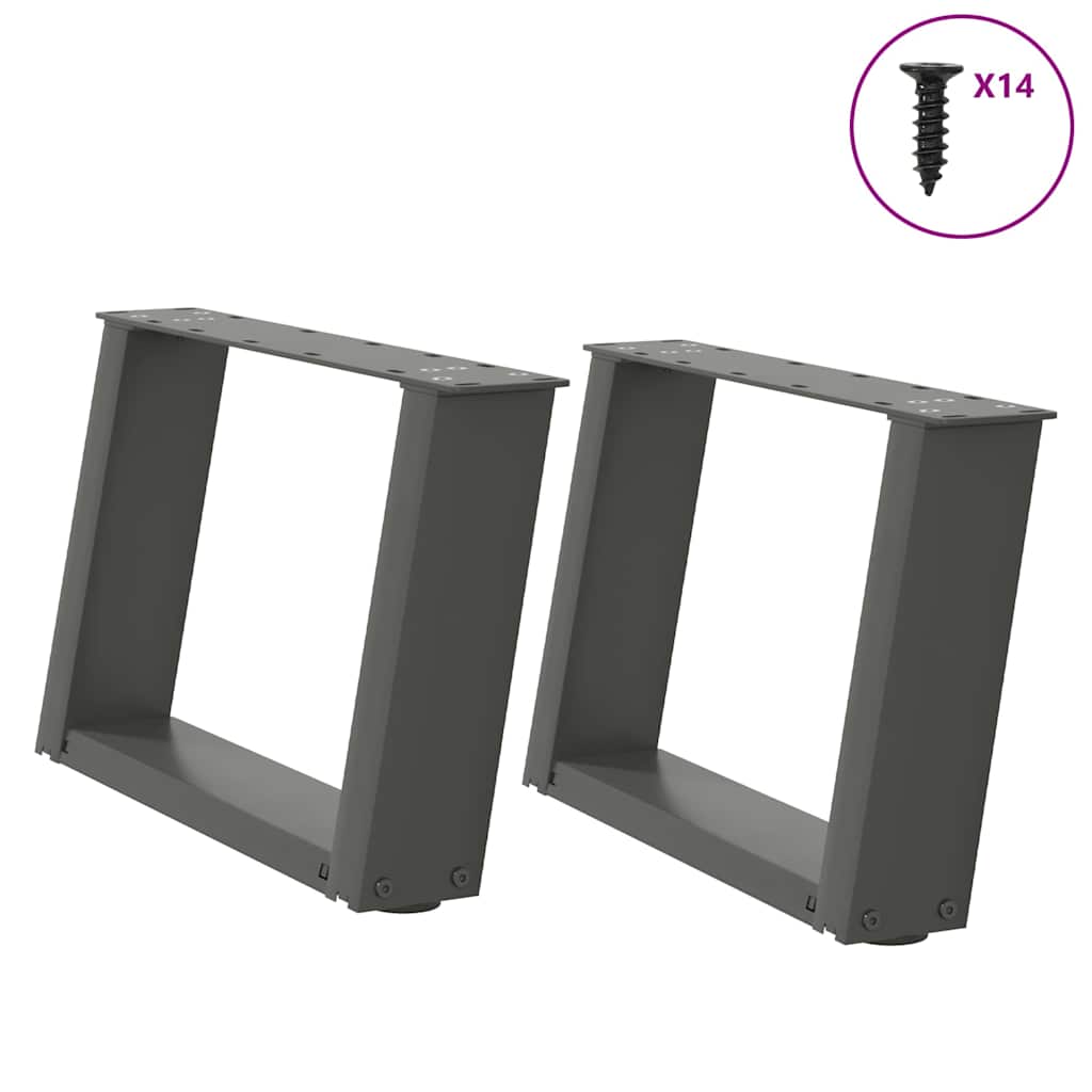 vidaXL Couchtischbeine U-Form 2 Stk. Anthrazit 40x(30-31) cm Stahl