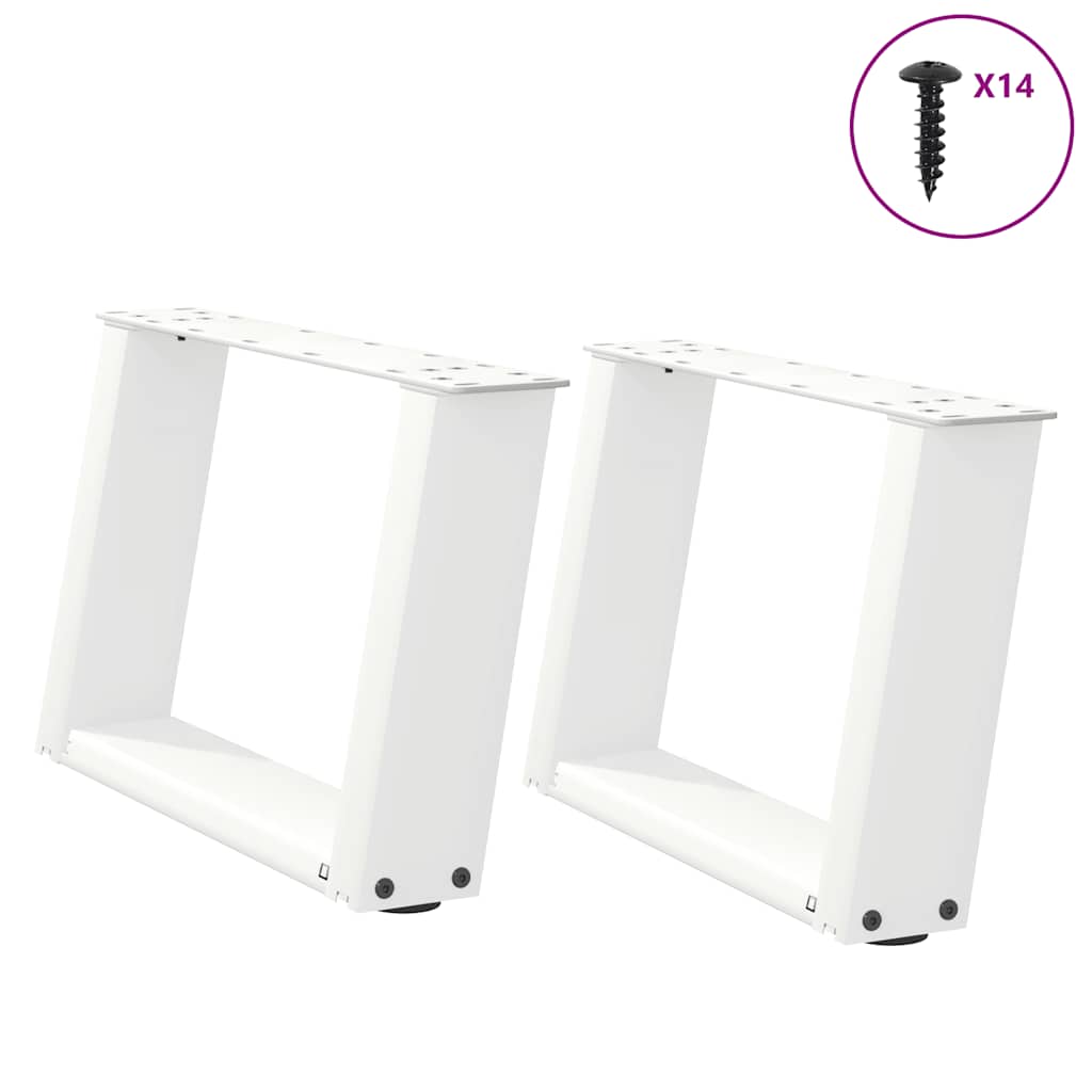 vidaXL Couchtischbeine U-Form 2 Stk. Weiß 50x(30-31) cm Stahl