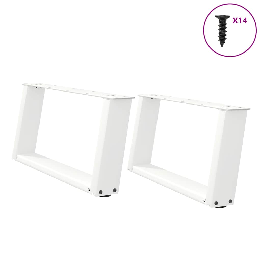 vidaXL Pieds de table basse en U 2 pcs Blanc 70x(30-31) cm Acier