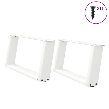 vidaXL Pieds de table basse en U 2 pcs Blanc 70x(30-31) cm Acier